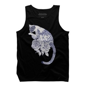 Men's Design By Humans Cat Snake Flowers Tattoo By jess1586 Tank Top - 1 of 4