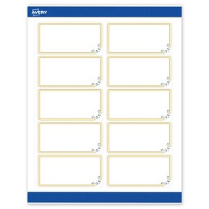 Avery 2" x 4" Labels, Gold Double Border with Florals, 100 ct - 1 of 4