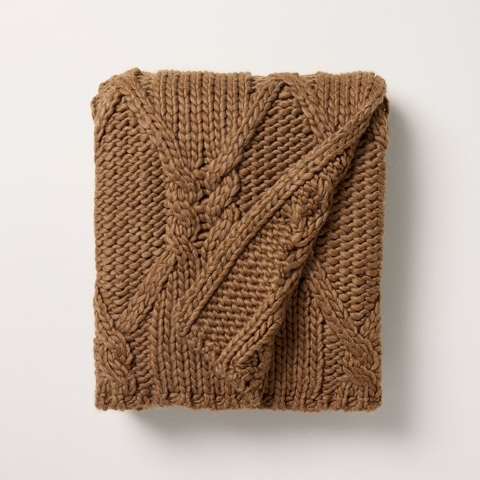 Cable Knit Throw Blanket Brown - Hearth & Hand™ with Magnolia