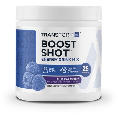TransformHQ Boost Shot Energy Drink Mix - Blue Raspberry, 28 Servings