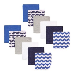 Luvable Friends Baby Boy Cotton Rich Washcloths, Fishes, One Size - 1 of 2