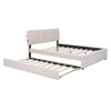Okak Queen Platform Bed Frame with Upholstered and LED Lights No Box Spring Needed Teddy Fleece Bed with Trundle Easy Assembly, Beige - 4 of 4
