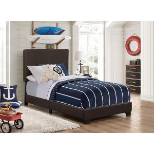 Twin Size Platform Bed with Upholstered Headboard for Bedroom - 1 of 4