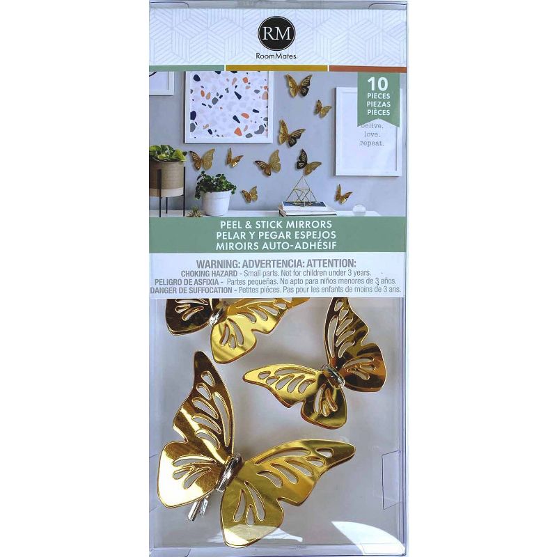3D Butterflies Peel and Stick Mirror Gold - RoomMates, 2 of 7