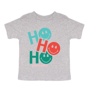 SmileyWorld Ho Ho Ho Stacked - Youth Short Sleeve Graphic T-Shirt and Toddler Short Sleeve Graphic T-Shirt - 1 of 4