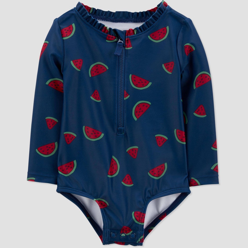 Photos - Swimwear Carter's Just One You® Baby Girls' Long Sleeve Watermelon One Piece Rash G
