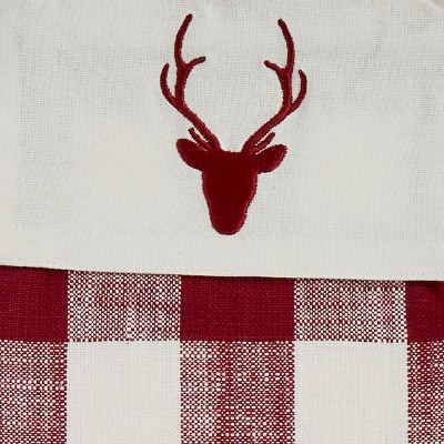 Red and Ivory Buffalo Check Christmas Stocking with Tassel