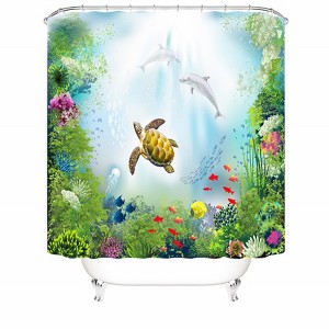 Seabed Animal Turtle Dolphin Shower Curtains for Bathroom Waterproof Fabric Bath Curtain Durable Soft Stylish Bathroom Decor 72x72 Inch - 1 of 1