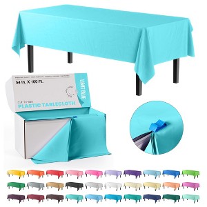 Crown Display Cut to Size Disposable Plastic Tablecloth Roll  With Cutter -54" X 100' - 1 of 4