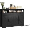 51-Inch Large Buffet Cabinet with Storage and Charging Station, Modern Farmhouse Coffee Bar Sideboard, Featuring 3 Drawers and Doors - 3 of 4