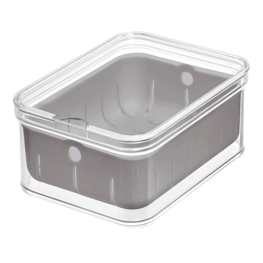 iDESIGN Design Recycled Plastic Crisp Produce and Food Storage Containers with Lid and Colander Clear