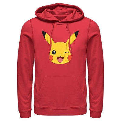 Men's Pokemon Pikachu Wink Face Pull Over Hoodie