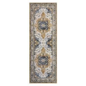 Washable Vintage Floral Area Rug for Living Room Bedroom, Soft Non Slip Floor Carpet for Dining Room Home Office - 1 of 4