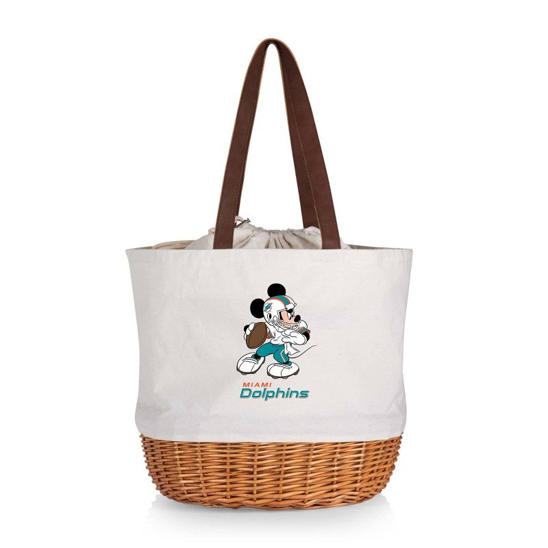 NFL Miami Dolphins Mickey Mouse Coronado Canvas and Willow Basket Tote - Beige Canvas, 1 of 6