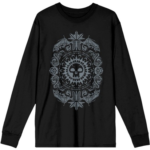 Skull, Bones, Death, Symbol Men's Black Long Sleeve Graphic Tee- - image 1 of 2