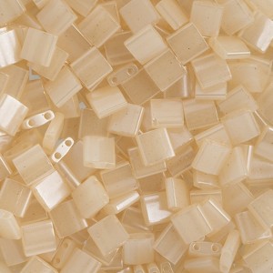 John Bead Miyuki Tila Beads 5x5mm 2-Hole TL2365V Ivory Opaque Luster, 5.2Gms Vial - 1 of 2