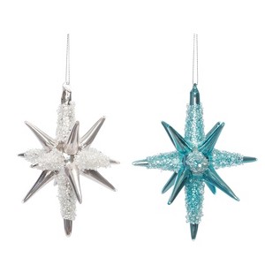 Transpac Glass Starburst Ornament Set of 2 Christmas Home Decorations - 1 of 1