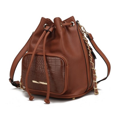 MKF Collection Azalea Women's vegan leather Bucket shoulder Bag by Mia K - Brown