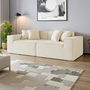 78.7" Corduroy Deep-Seated Modular Loveseat Sofa, Compact Sectional - 1 of 4