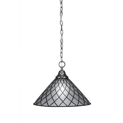 Toltec Lighting Any 1 - Light Pendant in  Brushed Nickel with 16" Diamond Ice Art Glass Shade