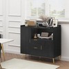Kitchen Microwave Cabinet 40 Inch, Farmhouse Buffet with Storage and Drawers - 2 of 4