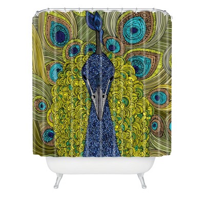 Mr Pavo Real Shower Curtain Yellow/Blue - Deny Designs