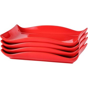 Bruntmor Red Rectangular 10"x7" Set Of 4 Serving Trays - 1 of 4