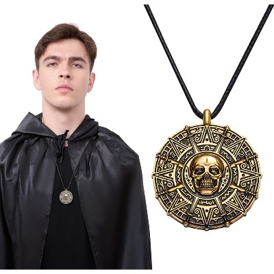 Joyfy Halloween Pirate Coin Necklace, Pirate Skull Necklace for Men, Women & Kids, Halloween Costume Accessories for Role Play Dress Up Party