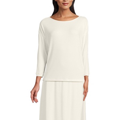 Lands' End Women's 3/4 Sleeve Cozy Rib Dolman Top