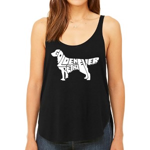 LA Pop Art Women's Premium Word Art Flowy Tank Top - Golden Retreiver - 1 of 4