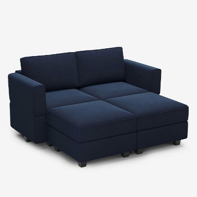 Belffin Modular Velvet Sleeper Sofa with Storage Seat (4 Seats + 4 Sides)