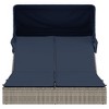 vidaXL Double Sun Lounger with Canopy and Cushions Gray Poly Rattan - 3 of 4