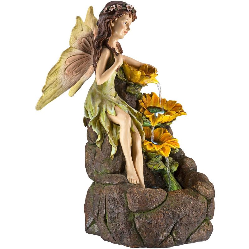 John Timberland Garden Fairy with Sunflowers Modern Cascading Outdoor Floor Water Fountain with LED Light 26" for Yard Garden Patio Home Deck Porch, 5 of 9