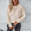 Coolmee Women's Crochet Sweaters Crewneck Cable Knit Pullover Hollow Out Chunky Jumper Casual Tunic Tops - 2 of 4