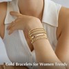 BRINJOY 14K Gold Plated Stackable Bracelet Set - 5 Piece Adjustable Beaded Cuban Paperclip Heart Snake Chain for Women (7+2 inch) - 2 of 4