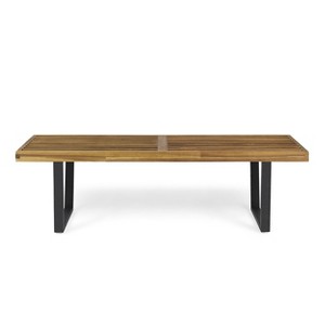 Kumasinova 61.7" Slatted Dining Bench,Farmhouse Kitchen Table Bench,Premium Acacia Wood Entryway Bench with Metal Legs,250lbs Capacity - 1 of 4