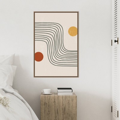 Minimal Shapes #6 Abstract Canvas Art with Bronze Frame