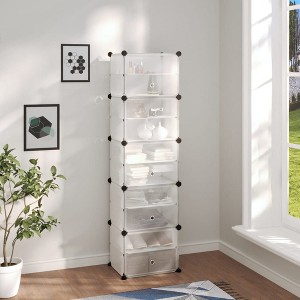 vidaXL Shoe Rack Transparent 17.3 in.x12.4 in.x60.4 in. PP - 1 of 4