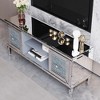 60" Mirrored TV Stand with Crushed Diamond Glass Doors, Modern Media Console with Adjustable Storage, Entertainment Center for TVs up to 65" - 4 of 4