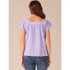 INSPIRE CHIC Women's Summer Square Neck Gingham Cap Sleeve Blouses - 3 of 4