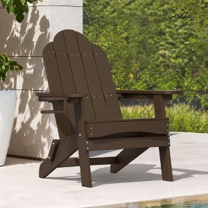 Arceso Folding Adirondack Chair,  15 Inch HDPS Fire Pit Patio Chairs Weather Resistant, Modern Plastic Outdoor Chairs with Cup Holder - 1 of 4
