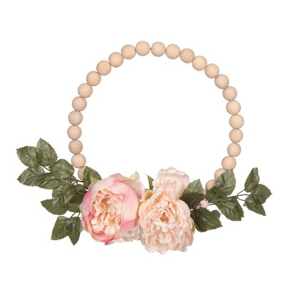 Transpac Artificial Material 17.72" Multicolor Spring Jumbo Bead Floral Wreath