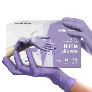 FifthPulse Nitrile Exam Gloves Lilac - Box of 50, Perfect for Cleaning, Cooking & Medical Uses