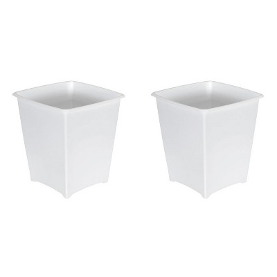 Rubbermaid 8 Quart Traditional Square Top Bedroom, Bathroom, and Office Wastebasket Trash Can, White (2 Pack)