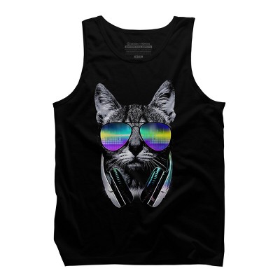 Men's Design By Humans Music Lover Cat By clingcling Tank Top