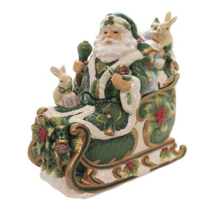 Tabletop 10.75" Holly Santa Cookie Jar Woodland Rabbits Bunny Cosmos Gifts Corp.  -  Food Storage Containers