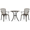 vidaXL Patio Bistro Set 3 Piece Patio Round Table and Chairs Cast Aluminum - Bronze - 2 of 4