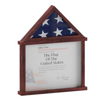 Emma and Oliver Small Solid Wood Memorial Flag Case with Certificate Holder and Shadow Box Display