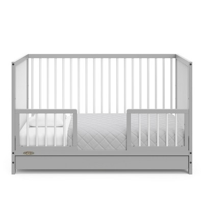 Pebble Gray and White 5-in-1 Convertible Crib with Drawer