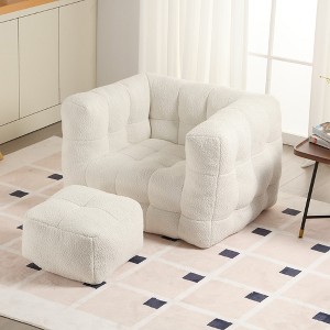 MOONMISS Square bean bag chairs with a footstool and high-density sponge-filled chair for the living room, bedroom and reception room - 1 of 4